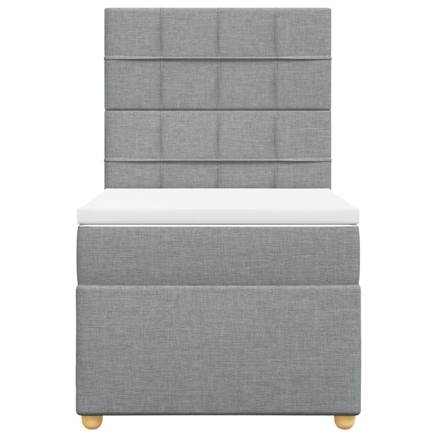 Boxspring met matras stof lichtgrijs 90x200 cm
