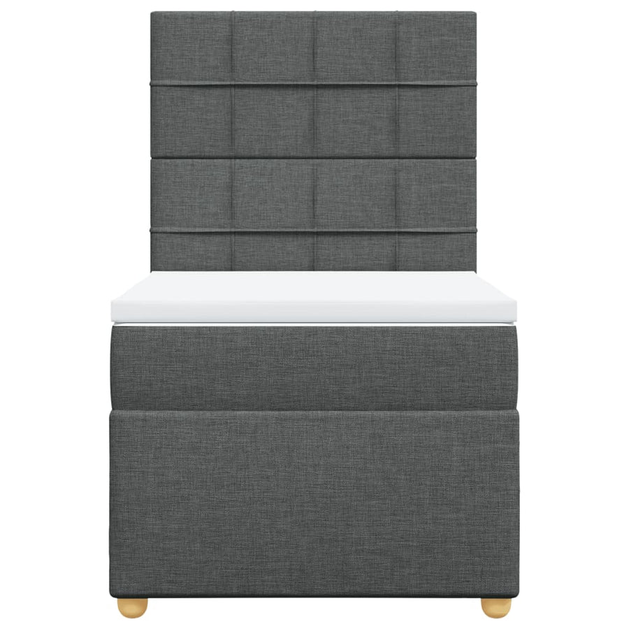 Boxspring met matras stof donkergrijs 90x200 cm