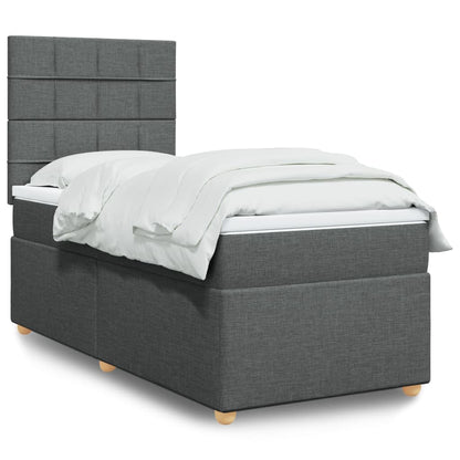 Boxspring met matras stof donkergrijs 90x200 cm