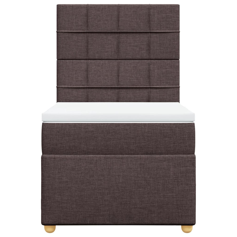 Boxspring met matras stof donkerbruin 90x200 cm