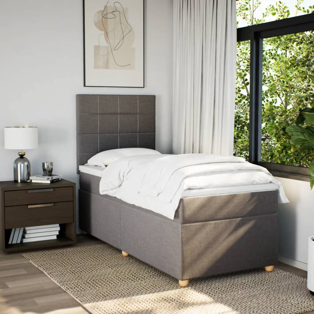 Boxspring met matras stof taupe 90x200 cm