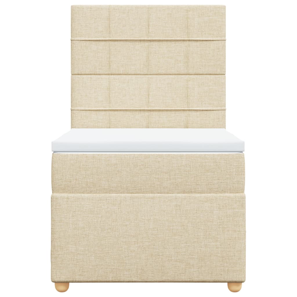 Boxspring met matras stof crèmekleurig 90x200 cm