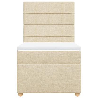 Boxspring met matras stof crèmekleurig 90x200 cm
