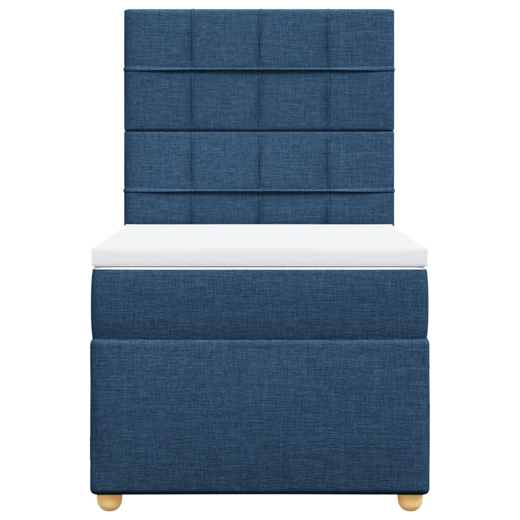 Boxspring met matras stof blauw 90x200 cm