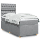 Box spring with mattress light gray fabric 90x200 cm