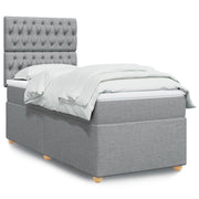 Box spring with mattress light gray fabric 90x200 cm