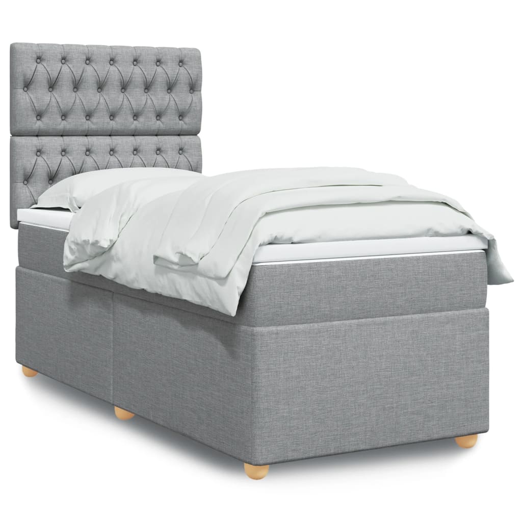 Boxspring met matras stof lichtgrijs 90x200 cm
