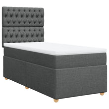 Boxspring met matras stof donkergrijs 90x200 cm
