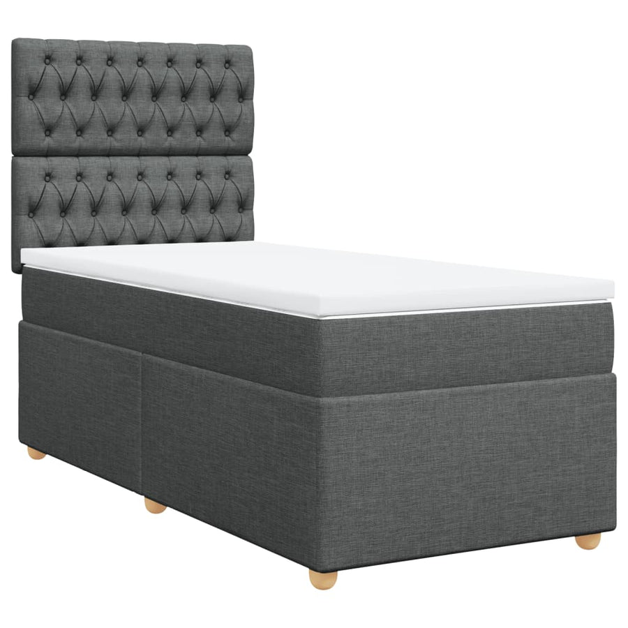 Boxspring met matras stof donkergrijs 90x200 cm