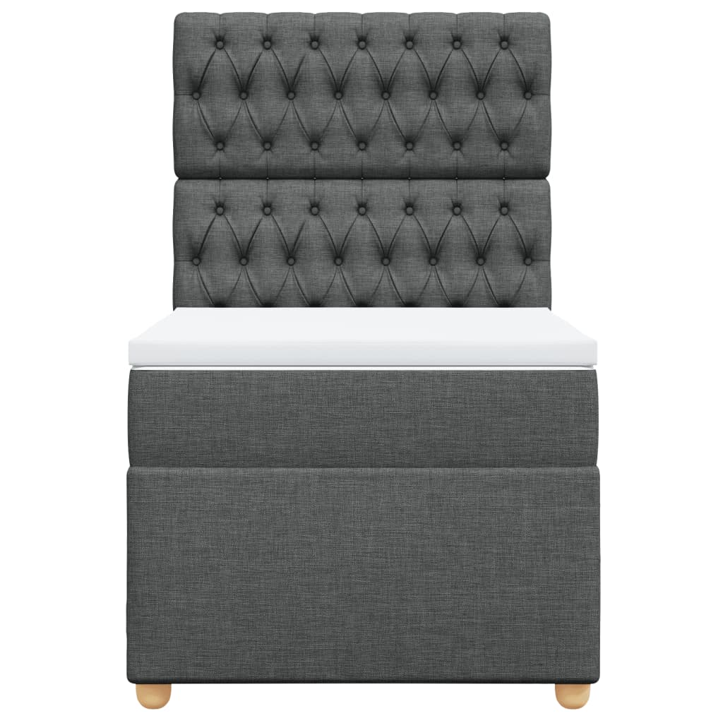 Boxspring met matras stof donkergrijs 90x200 cm