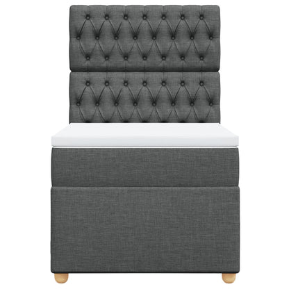Boxspring met matras stof donkergrijs 90x200 cm