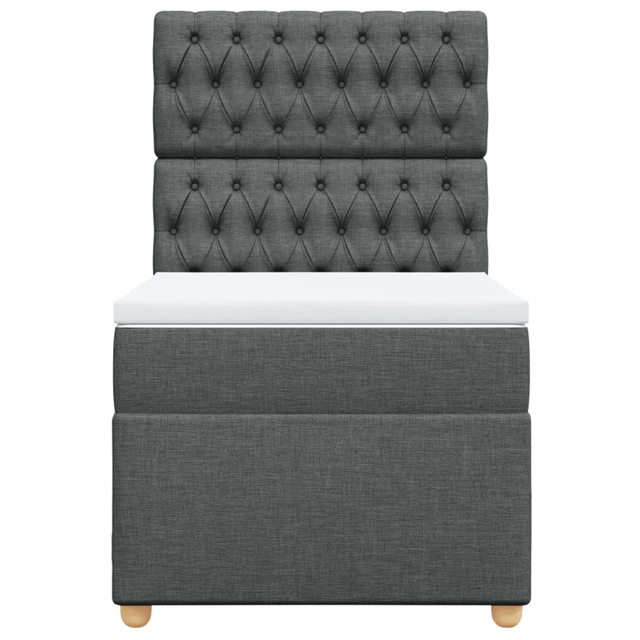 Boxspring met matras stof donkergrijs 90x200 cm