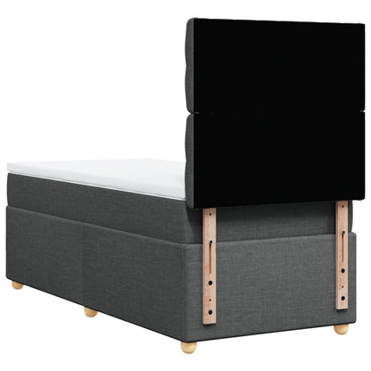 Boxspring met matras stof donkergrijs 90x200 cm