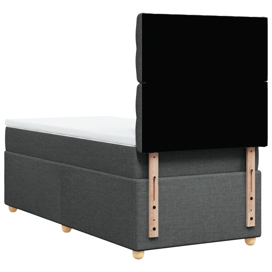 Boxspring met matras stof donkergrijs 90x200 cm