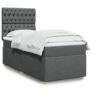 Fabric box spring with mattress dark grey 90x200 cm