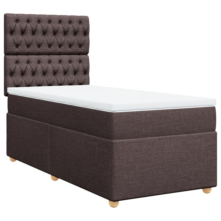 Boxspring met matras stof donkerbruin 90x200 cm