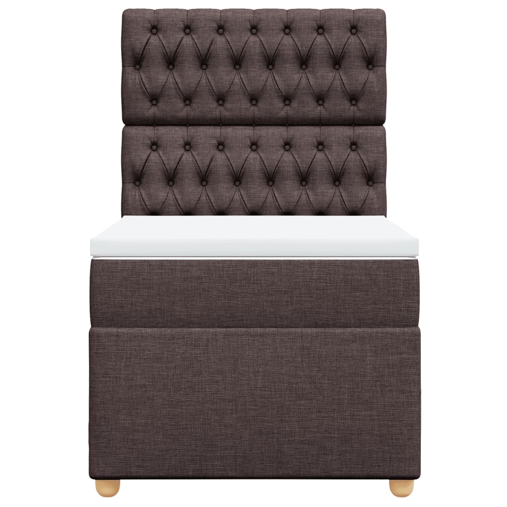 Boxspring met matras stof donkerbruin 90x200 cm