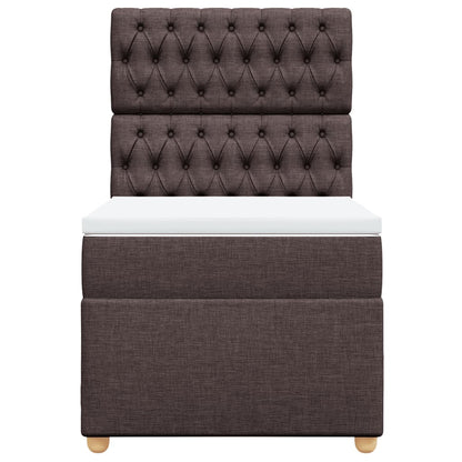 Boxspring met matras stof donkerbruin 90x200 cm