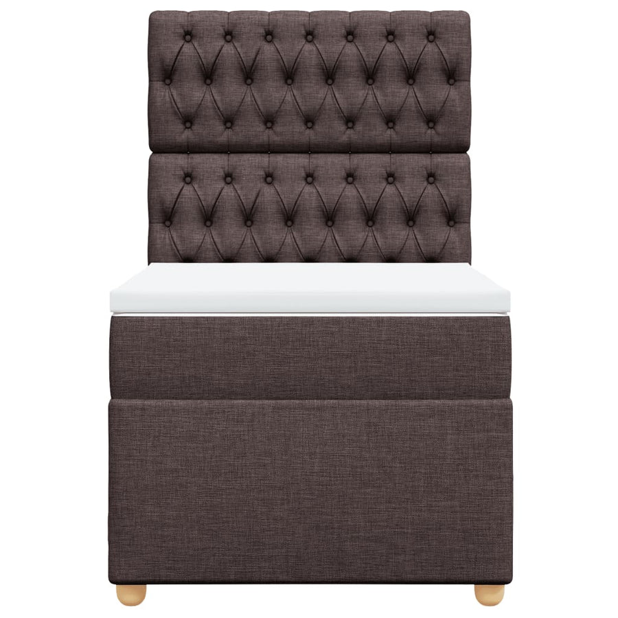 Boxspring met matras stof donkerbruin 90x200 cm