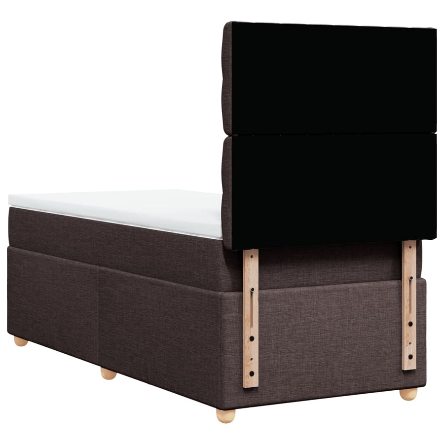 Boxspring met matras stof donkerbruin 90x200 cm