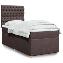 Boxspring met matras stof donkerbruin 90x200 cm