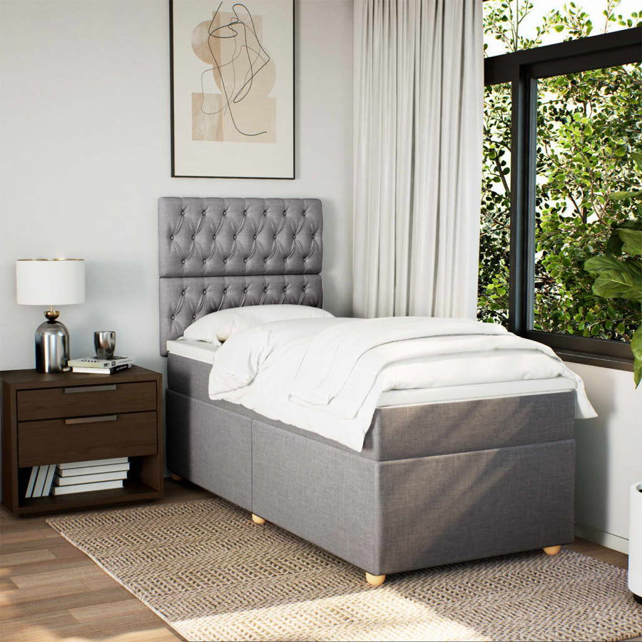 Boxspring met matras stof taupe 90x200 cm