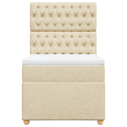 Boxspring met matras stof crèmekleurig 90x200 cm