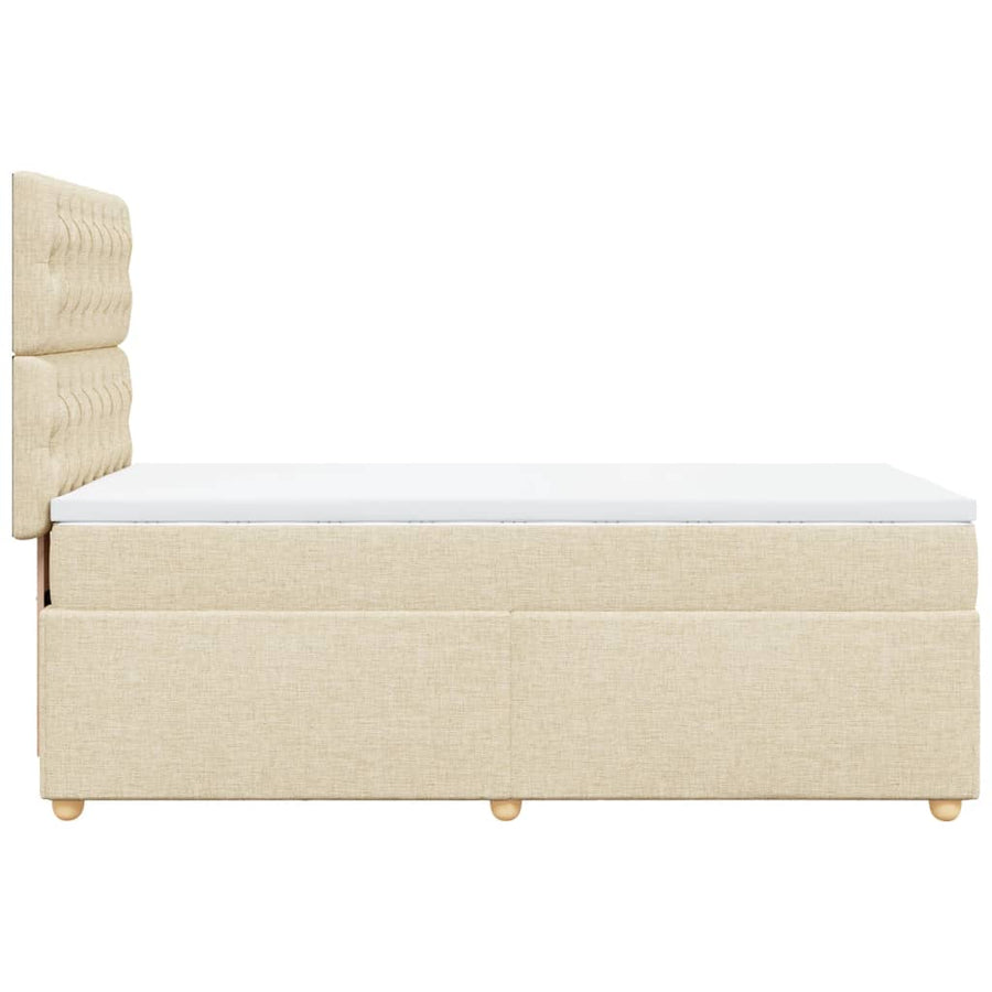 Boxspring met matras stof crèmekleurig 90x200 cm