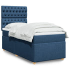 Box spring with fabric mattress blue 90x200 cm