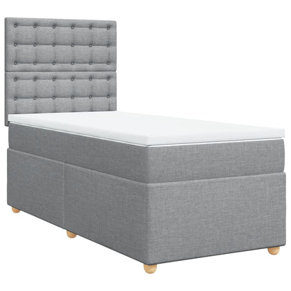 Boxspring met matras stof lichtgrijs 90x200 cm