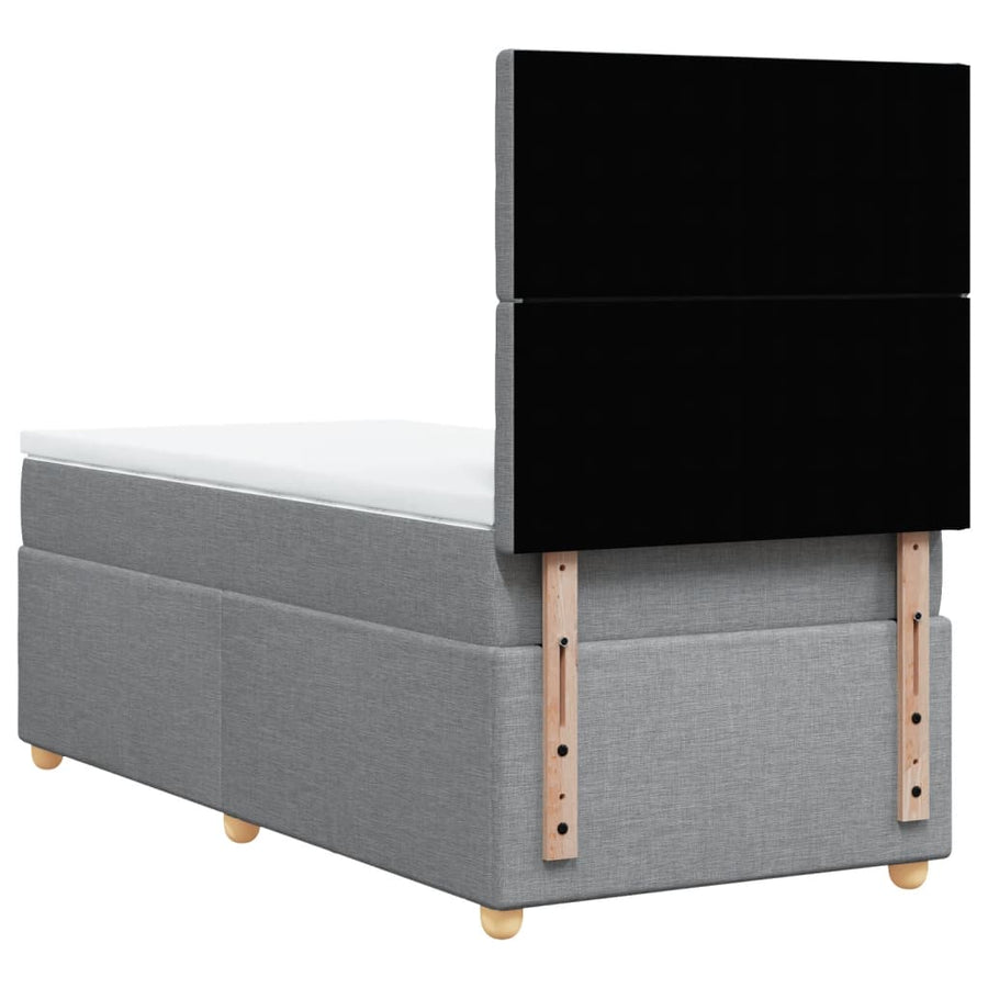 Boxspring met matras stof lichtgrijs 90x200 cm
