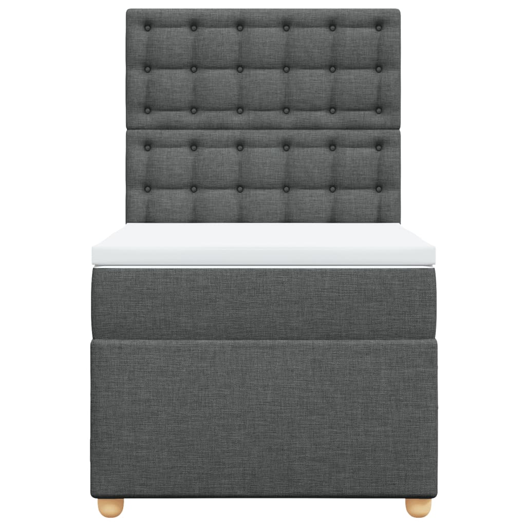 Boxspring met matras stof donkergrijs 90x200 cm