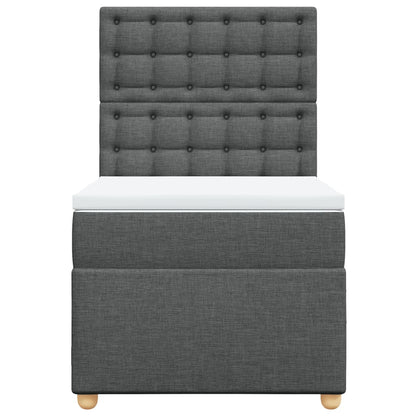 Boxspring met matras stof donkergrijs 90x200 cm