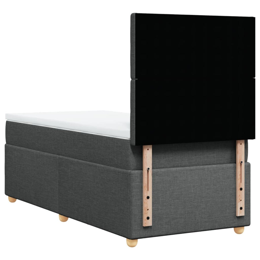 Boxspring met matras stof donkergrijs 90x200 cm