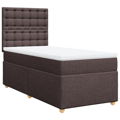 Boxspring met matras stof donkerbruin 90x200 cm