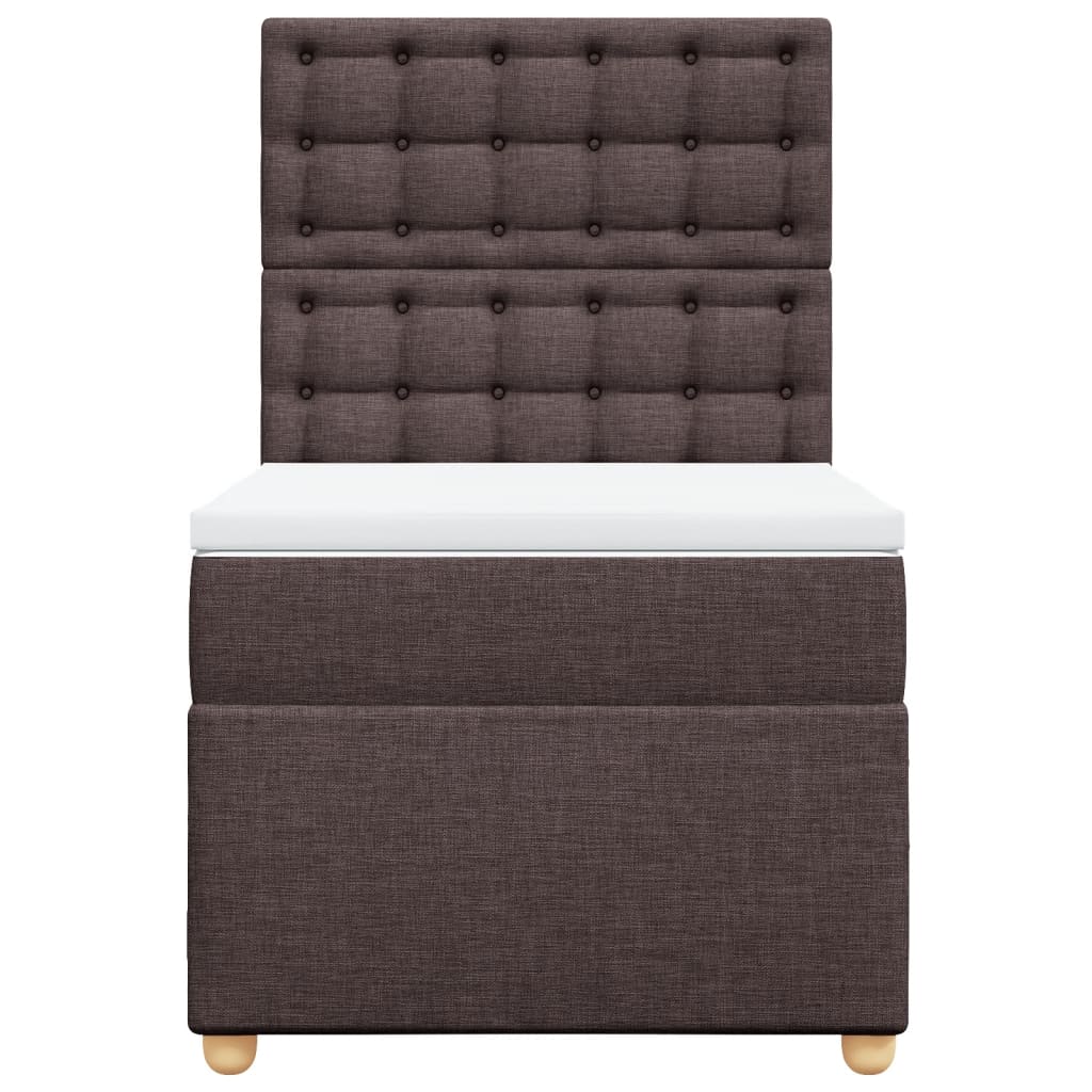 Boxspring met matras stof donkerbruin 90x200 cm