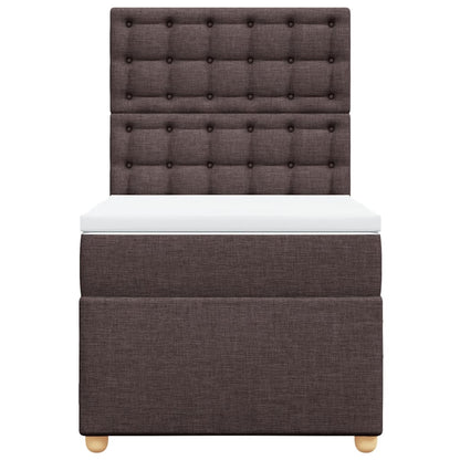 Boxspring met matras stof donkerbruin 90x200 cm
