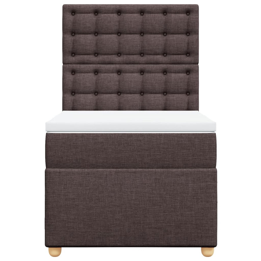 Boxspring met matras stof donkerbruin 90x200 cm