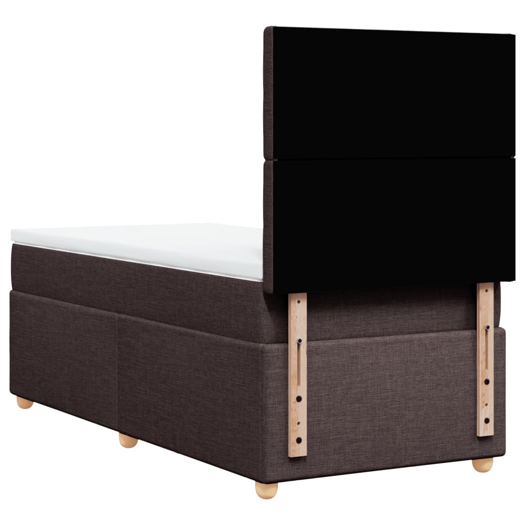 Boxspring met matras stof donkerbruin 90x200 cm