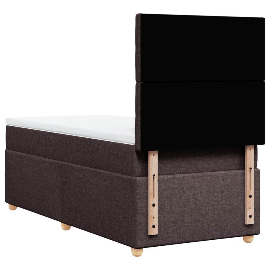 Boxspring met matras stof donkerbruin 90x200 cm
