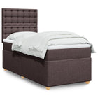 Box spring with mattress fabric dark brown 90x200 cm