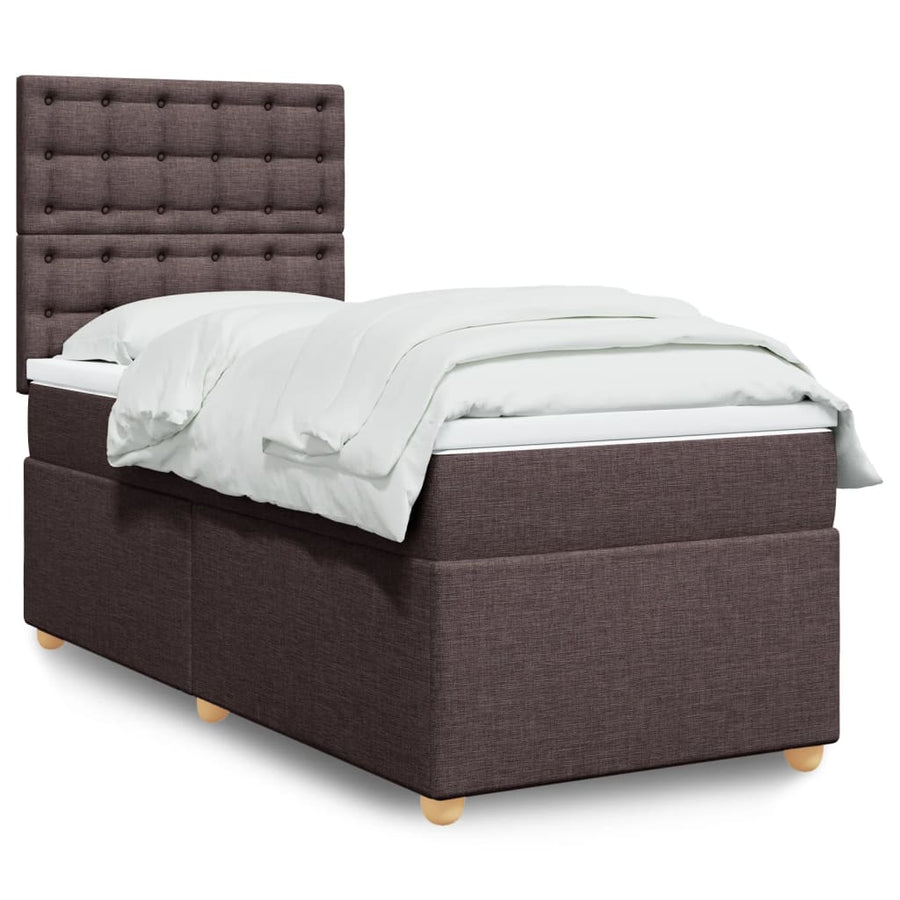 Boxspring met matras stof donkerbruin 90x200 cm