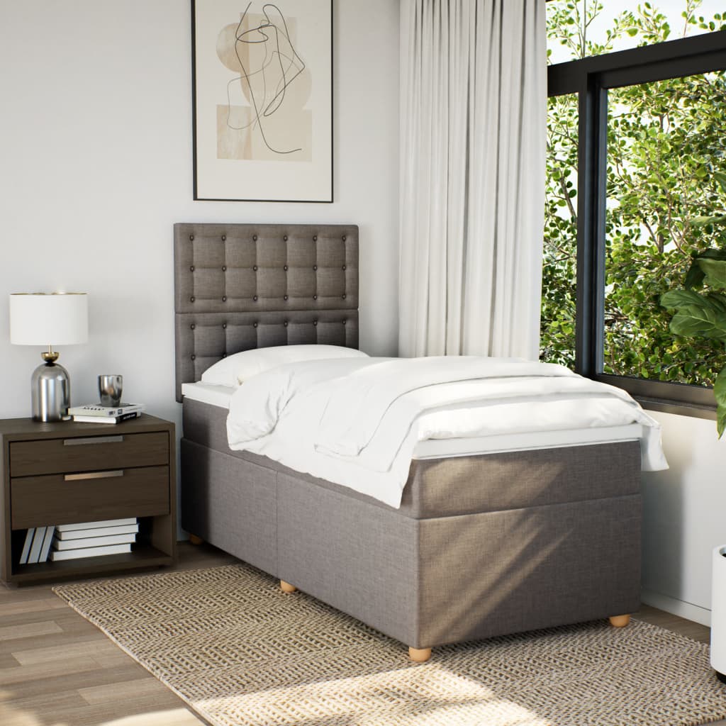 Boxspring met matras stof taupe 90x200 cm