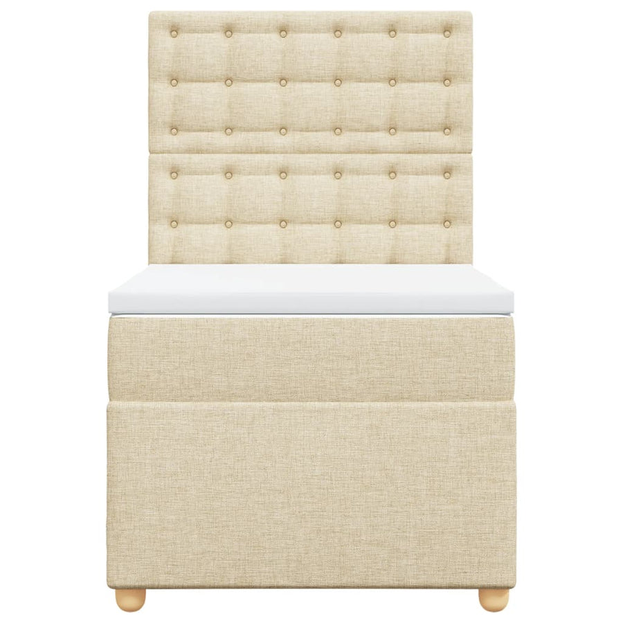 Boxspring met matras stof crèmekleurig 90x200 cm