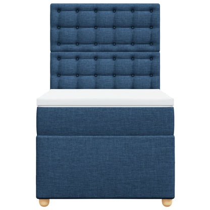 Boxspring met matras stof blauw 90x200 cm
