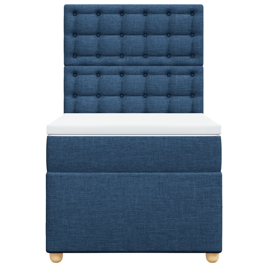 Boxspring met matras stof blauw 90x200 cm