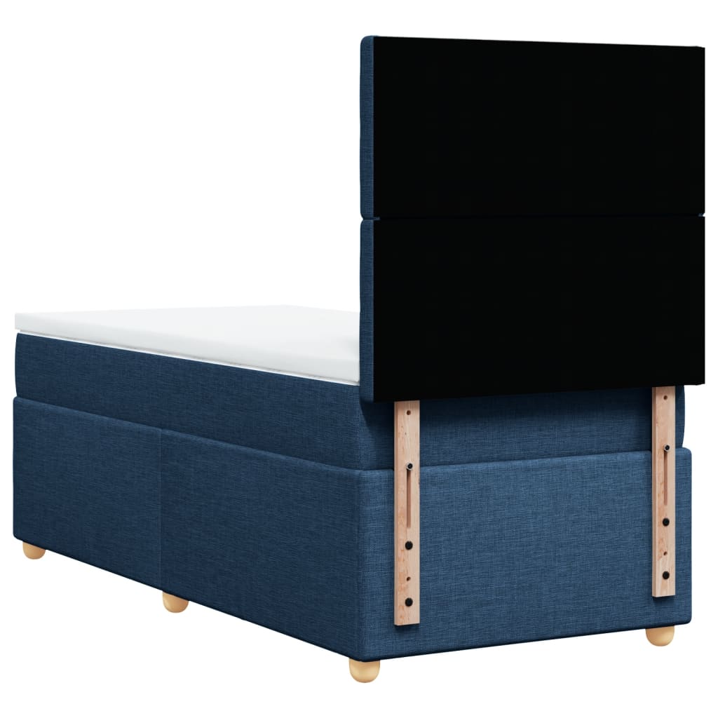 Boxspring met matras stof blauw 90x200 cm