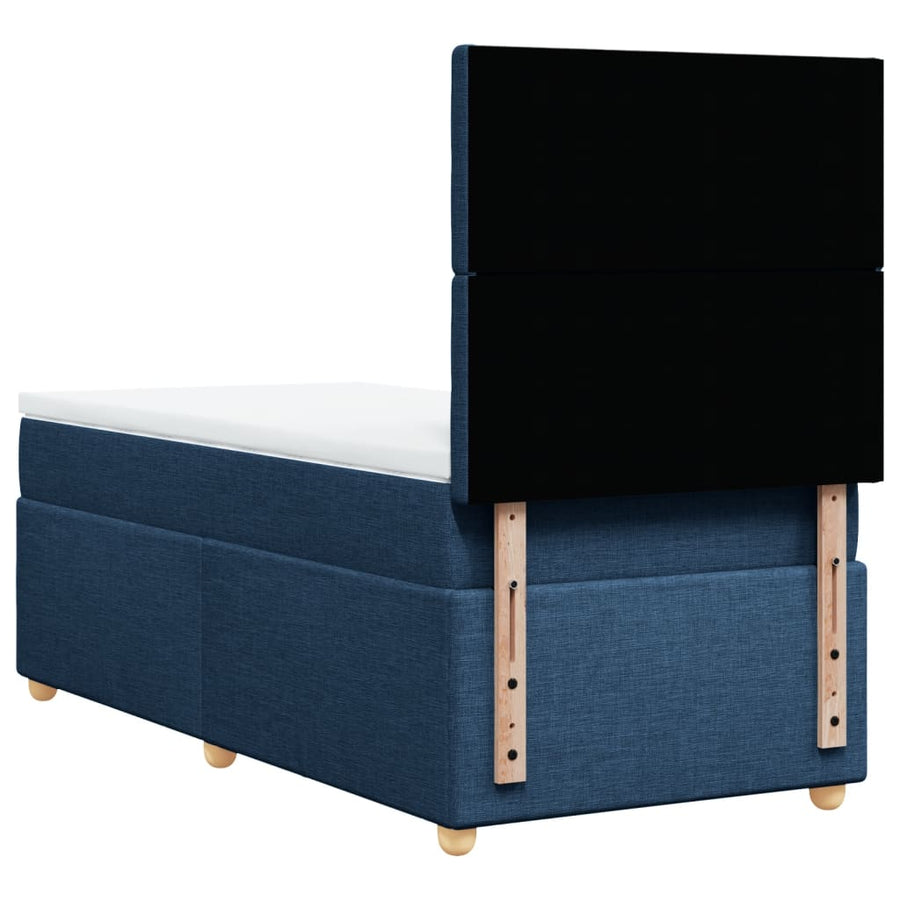 Boxspring met matras stof blauw 90x200 cm