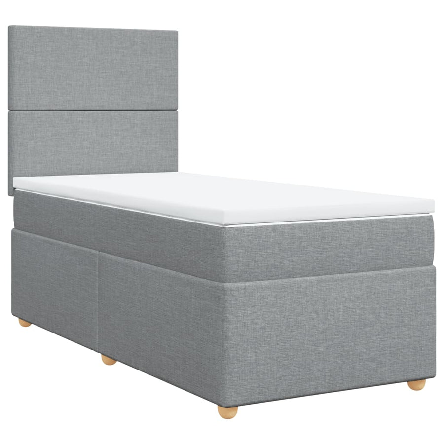 Boxspring met matras stof lichtgrijs 100x200 cm