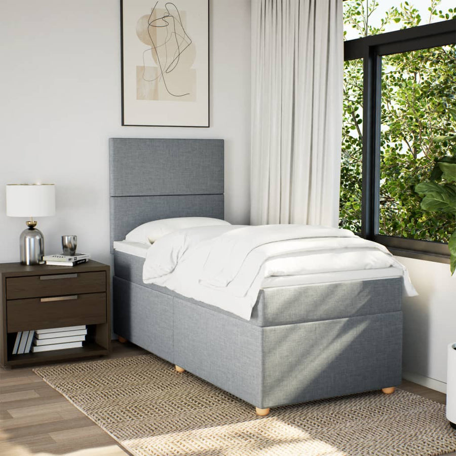 Boxspring met matras stof lichtgrijs 100x200 cm